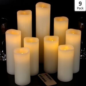 Flameless Candles Set Of 9 With Remote Control